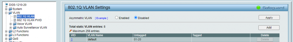 dgs-1210 vlan