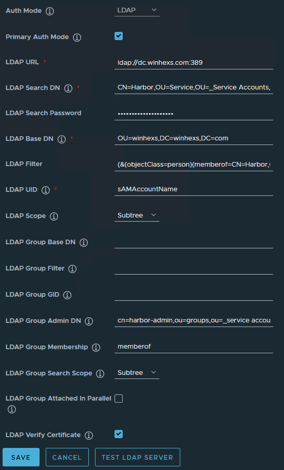 Интеграция Harbor с Active Directory — настройка LDAP